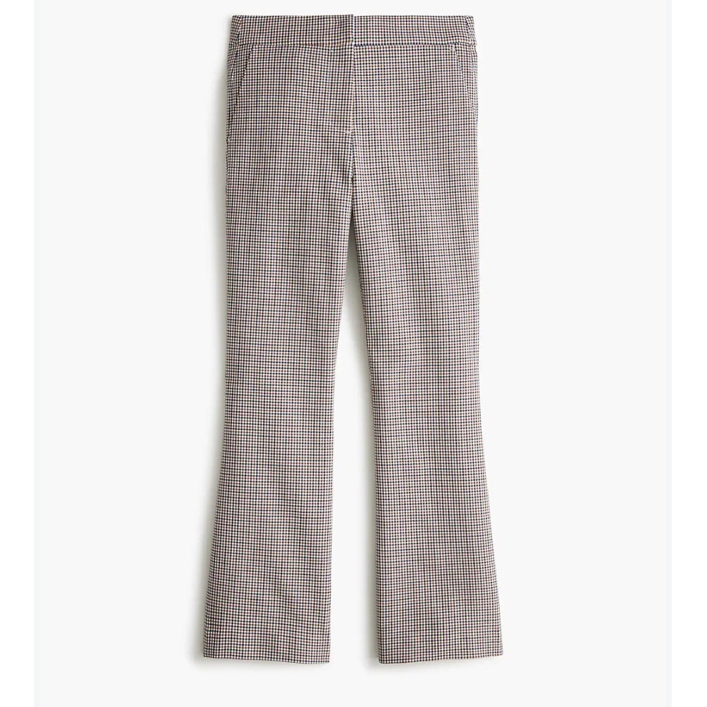 J.Crew Kelsey Pant 8 Multi Color Gingham Check Stretch Flare Preppy Trousers